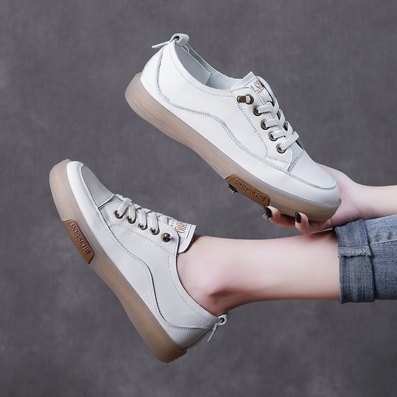 Women's Fashion Leather Soft Flat Casual Shoes-RAIIFY