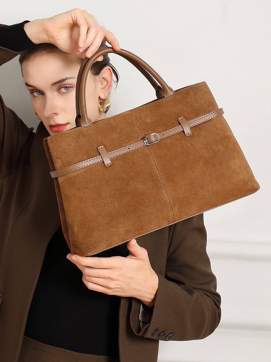 Women’s Suede Leather Retro Satchel Bag-RAIIFY