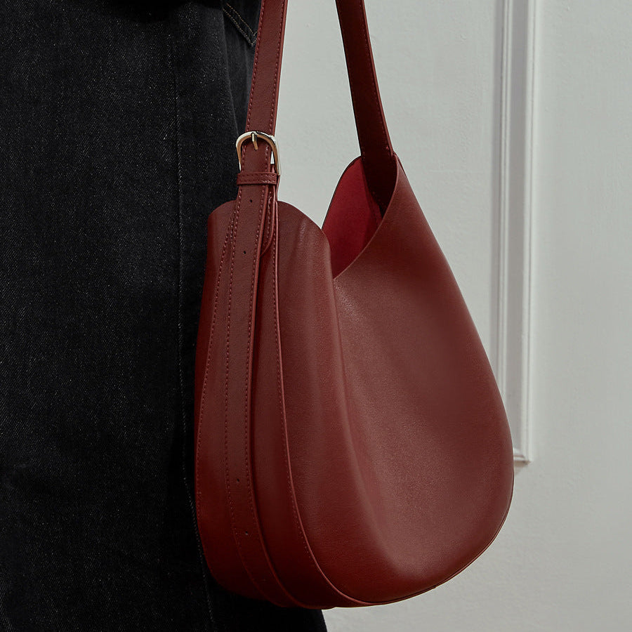 Women’s Minimalist Leather Crescent Underarm Bag-RAIIFY