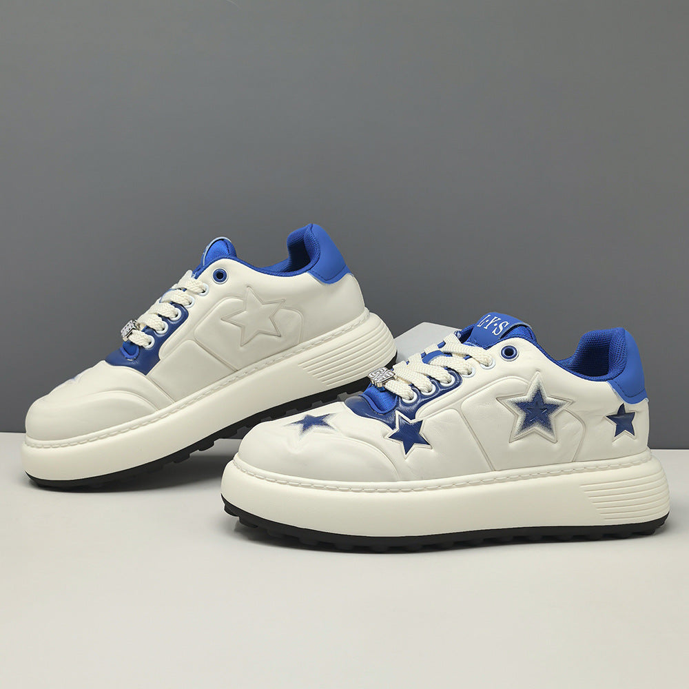Men's Stylish Embossed Leather Flat Court Sneakers-RAIIFY
