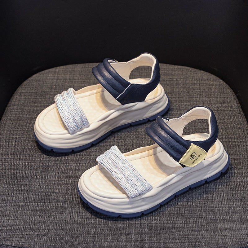 Women's Stylish Leather Summer Casual Velcro Sandals-RAIIFY