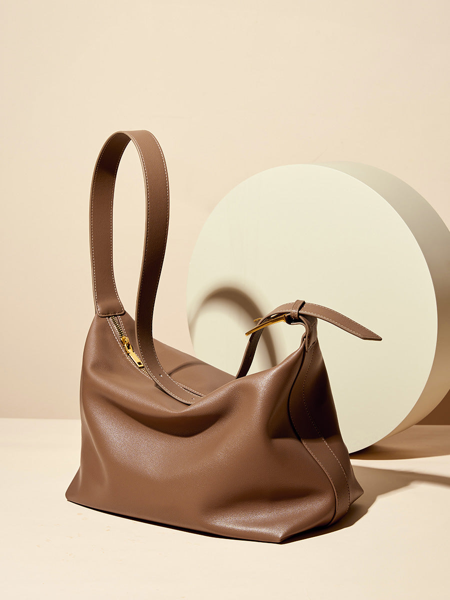 Women Minimalism Style Soft Leather Shoulder Tote Bag-RAIIFY