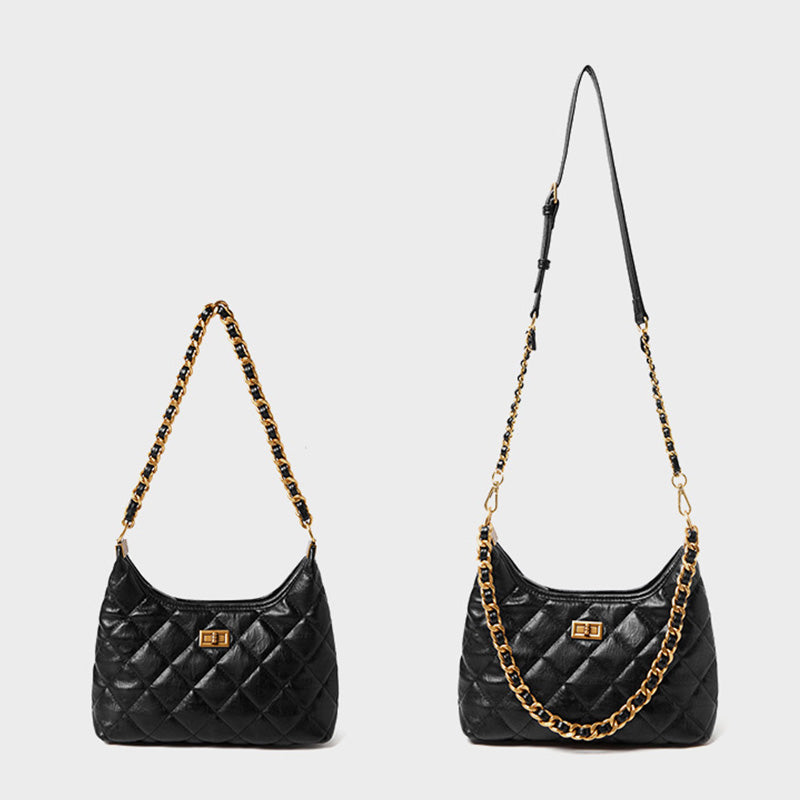 Women's Stylish Quilted Leather Chain Straps Shoulder Bag-RAIIFY
