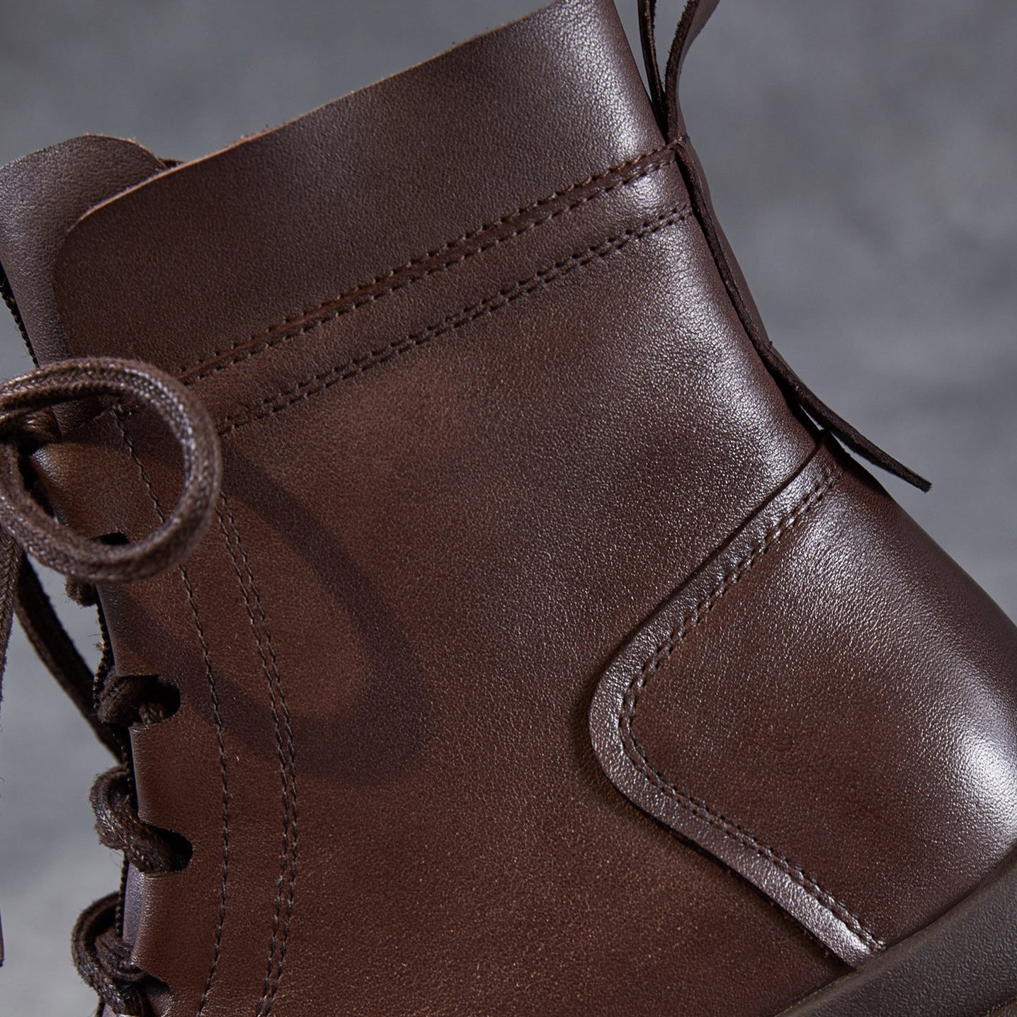 Women's Vintage Breathable Leather Flat Ankle Boots-RAIIFY