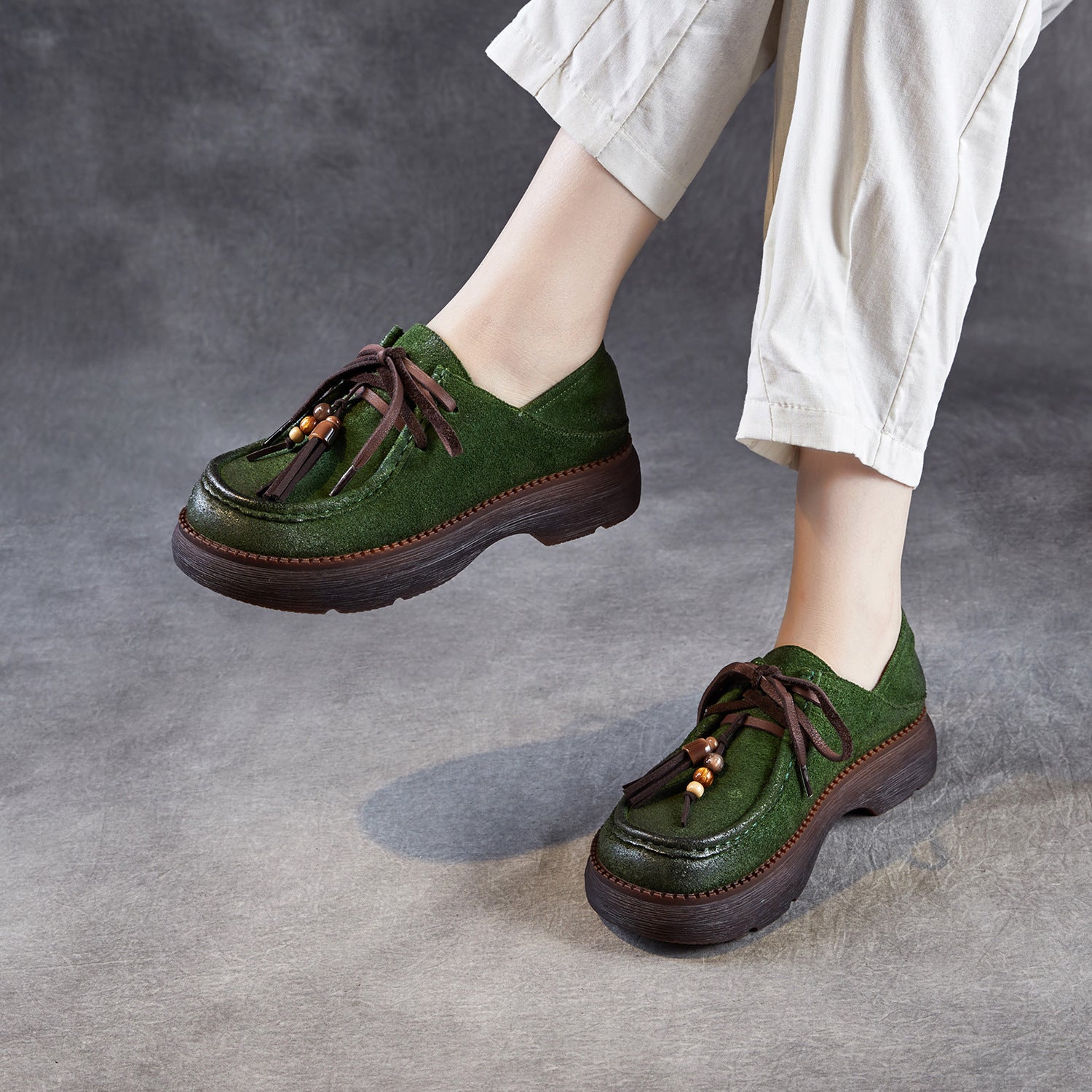 Women's Retro Leather Fringe Casual Shoes-RAIIFY