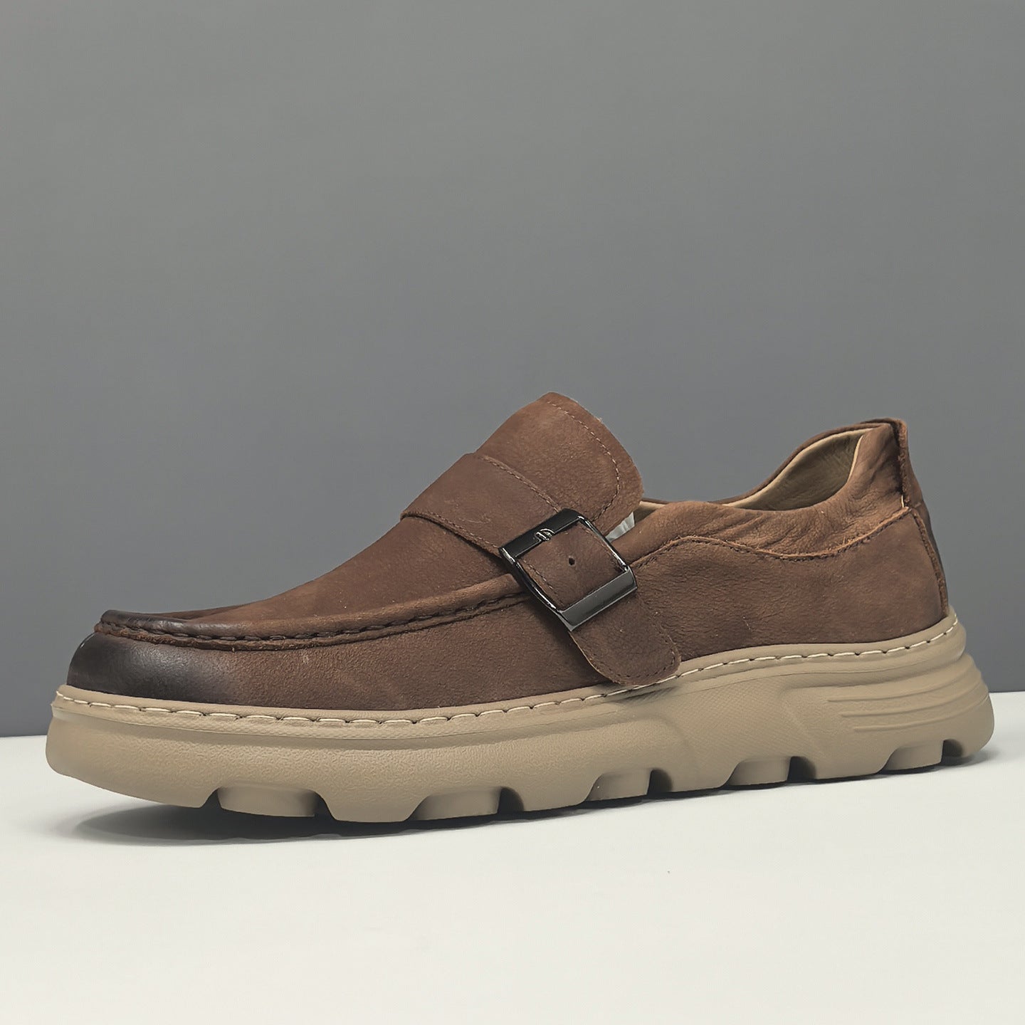 Men's Genuine Leather Slip-On Loafers Casual Retro Moccasins-RAIIFY