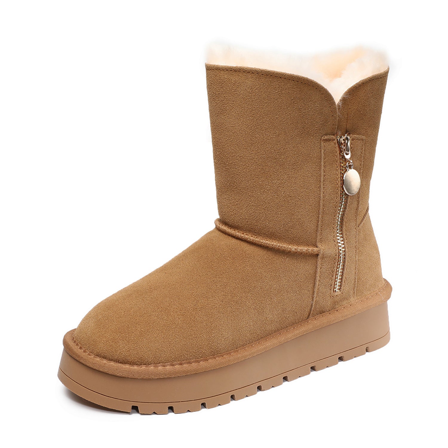 Women's Minimalist Suede Furred Snow Boots-RAIIFY