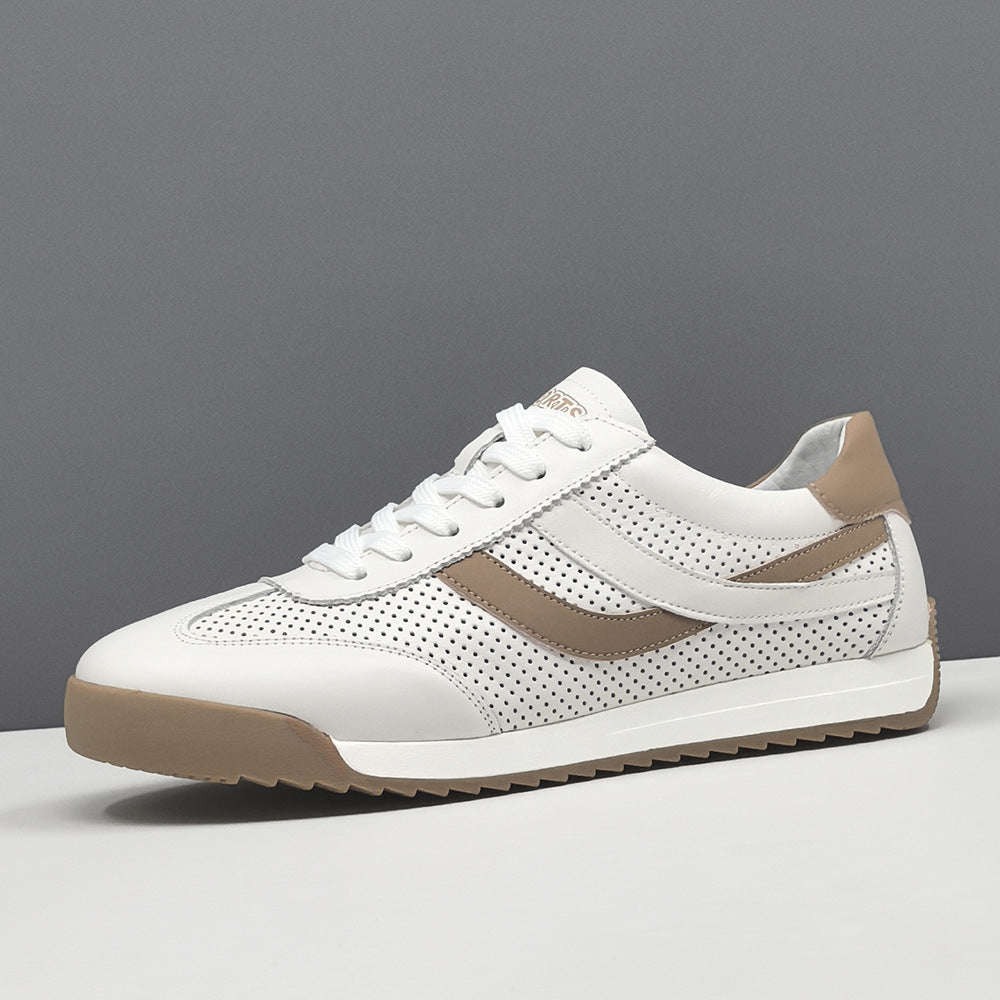 Men Fashion Hollow Leather Flat Casual Sneakers-RAIIFY