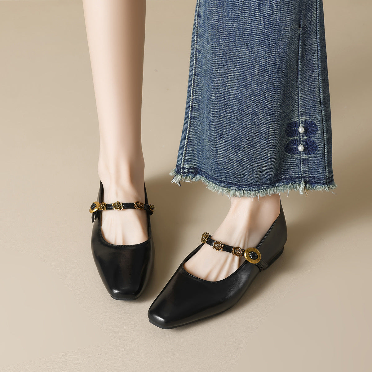 Women's Buckle Strap Mary Jane Flats Retro Casual Shoes-RAIIFY