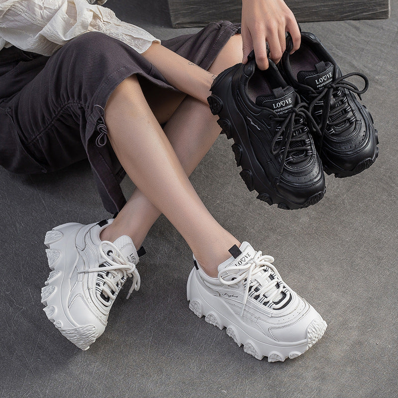 Women's Fashion Quilted Leather Platform Sneakers-RAIIFY