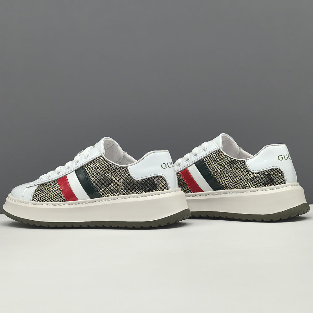 Men Stylish Patchwork Leather Flat Casual Shoes-RAIIFY