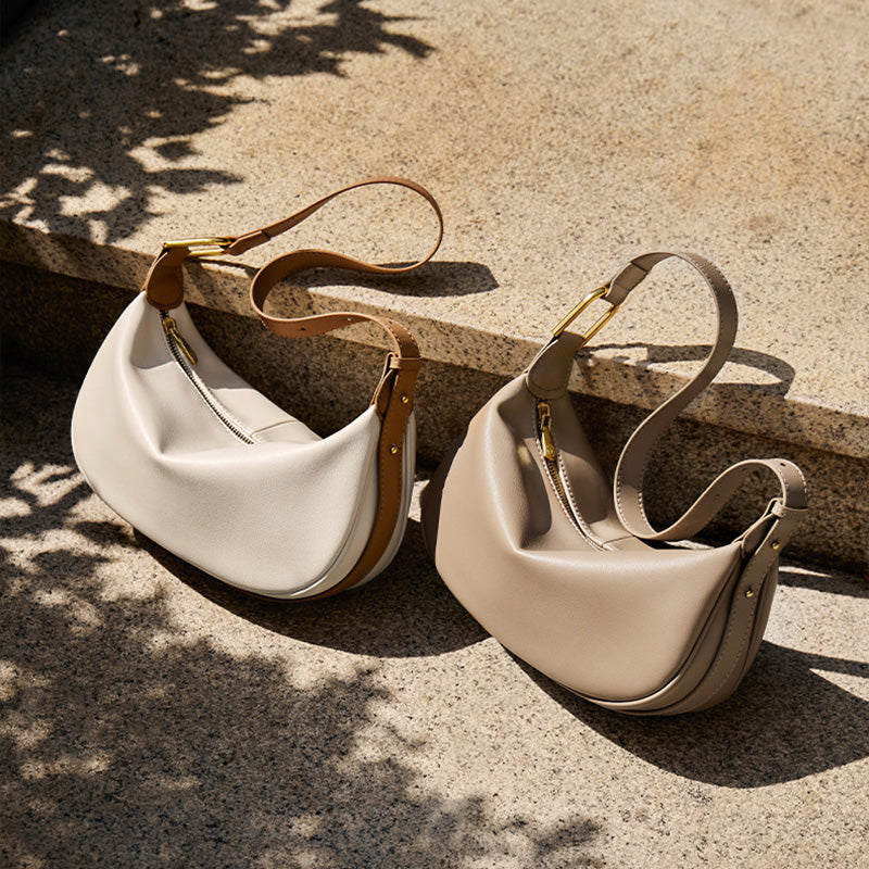 Women's Fashion Soft Leather Crescent Shoulder Bag-RAIIFY