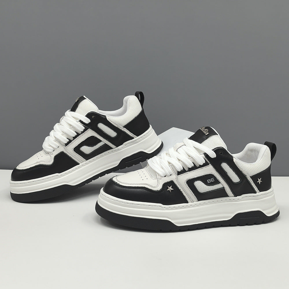 Men Fashion Breathable Mesh Quilted Leather Court Sneakers-RAIIFY