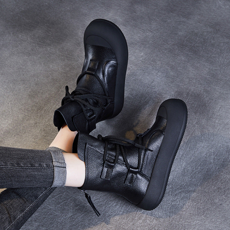 Women Handmade Minimalism Soft Leather Boots-RAIIFY