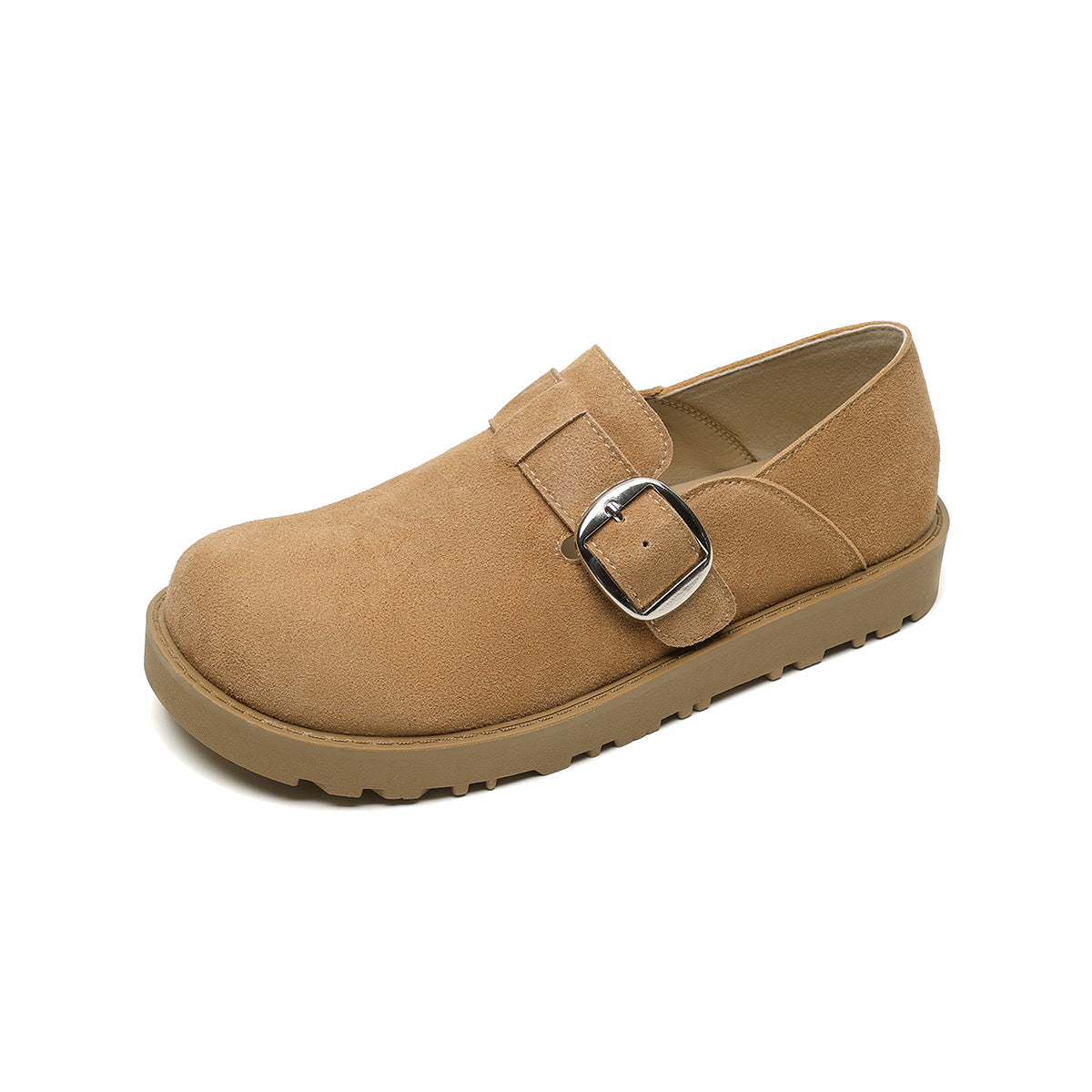 Women's Retro Leather Buckle Casual Flat Shoes-RAIIFY