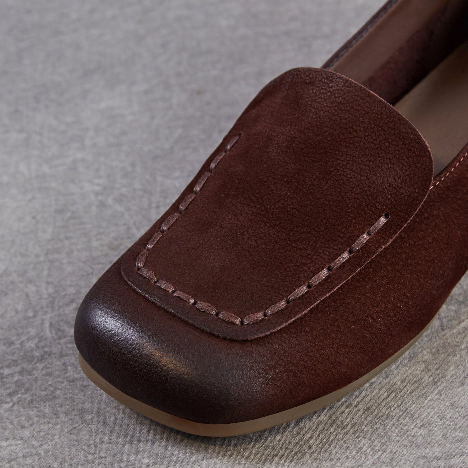 Women's Retro Plain Leather Flat Loafers-RAIIFY
