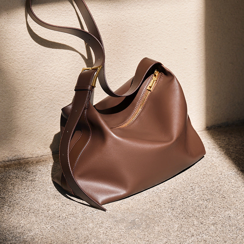 Women's Fashion Soft Plain Leather Tote Bag-RAIIFY