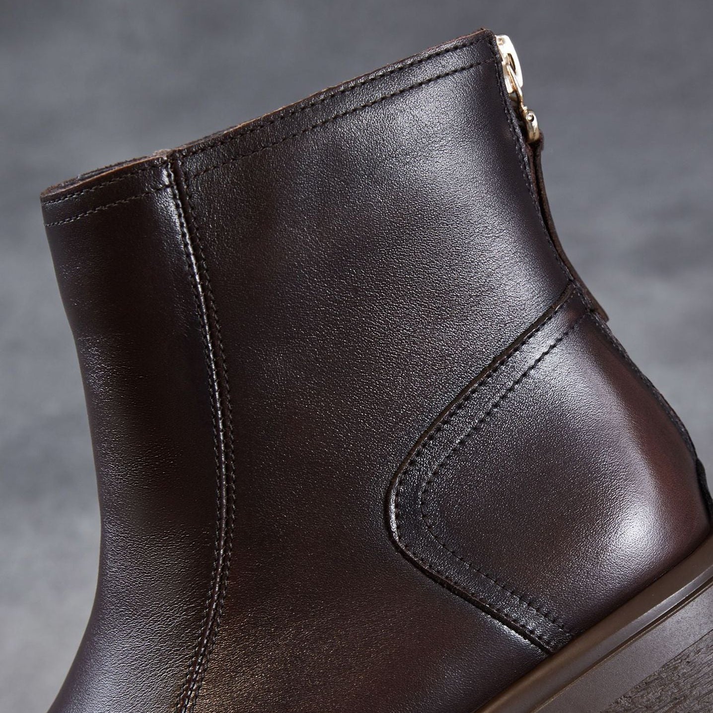 Women's Retro Plain Leather Minimalist Ankle Boots-RAIIFY