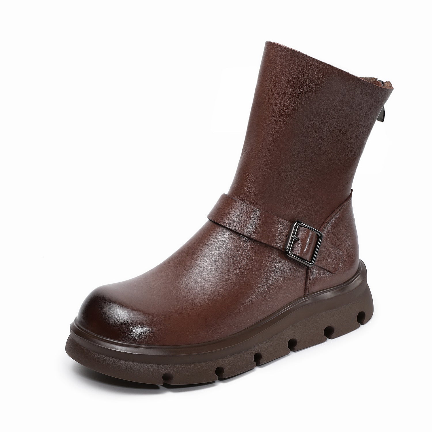 Women's Retro Leather Back Zipper Minimalist Boots-RAIIFY