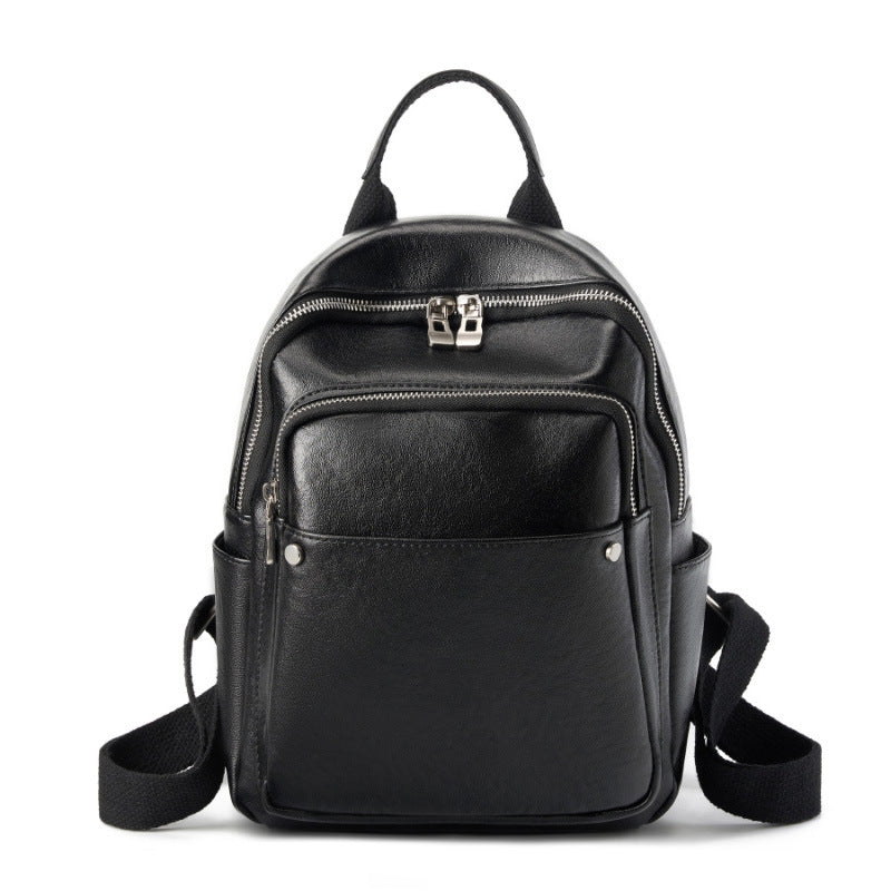 Women Soft Plain Cowhide Urban Casual Backpack-RAIIFY