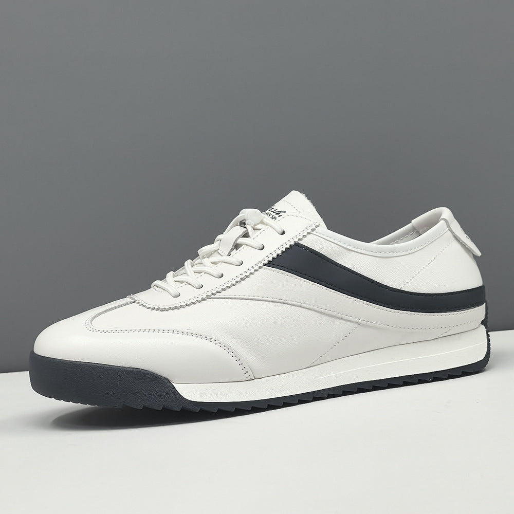 Men Fashion Leather Elastic Lace Low Top Flat Casual Shoes-RAIIFY