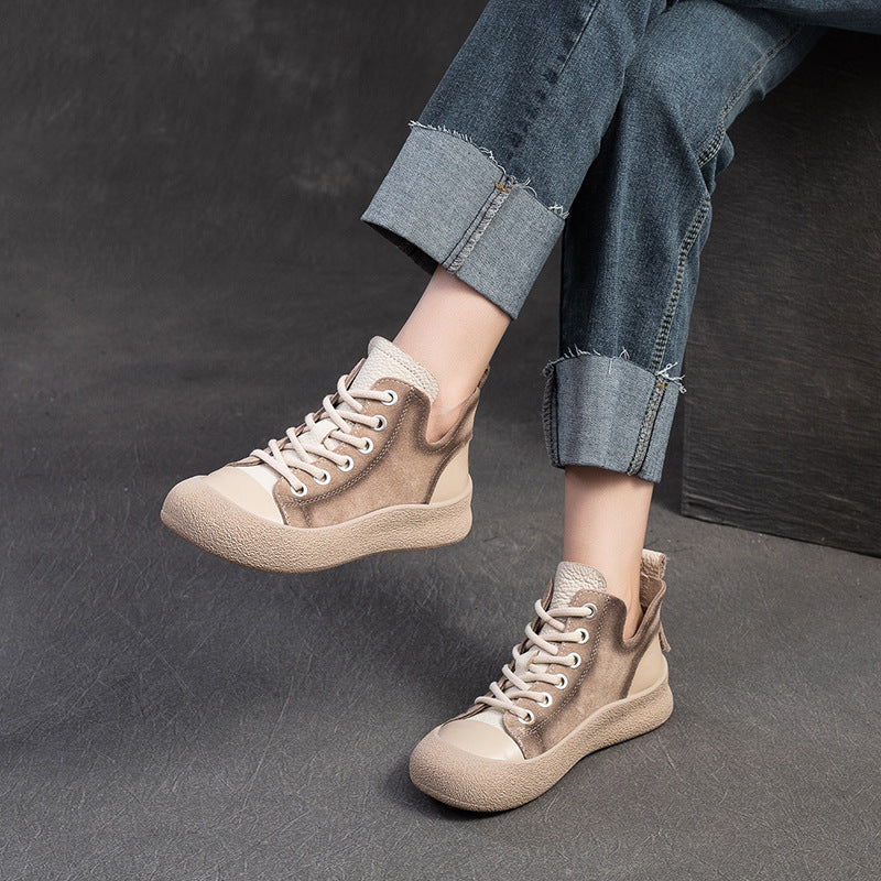 Women Fashion Leather High Top Casual Shoes-RAIIFY