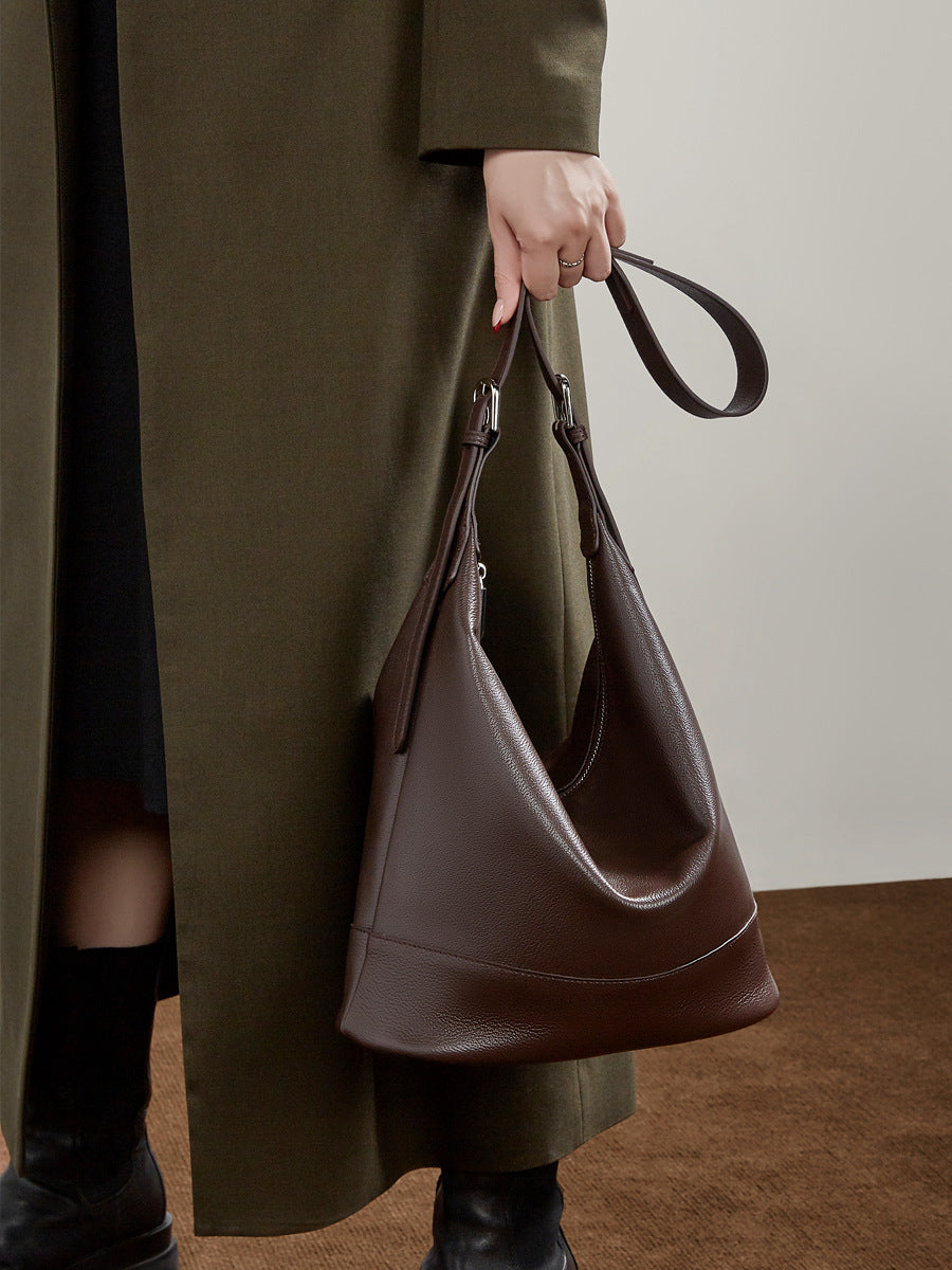 Women's Top-Grain Leather Large Capacity Bucket Bag-RAIIFY