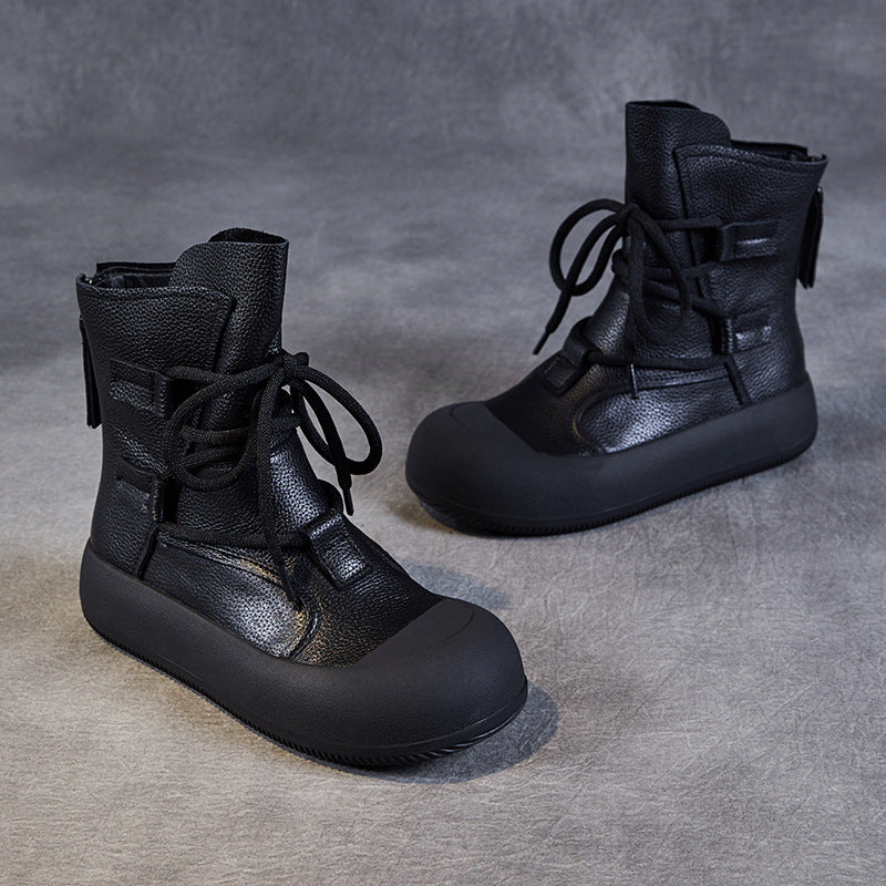 Women Handmade Minimalism Soft Leather Boots-RAIIFY