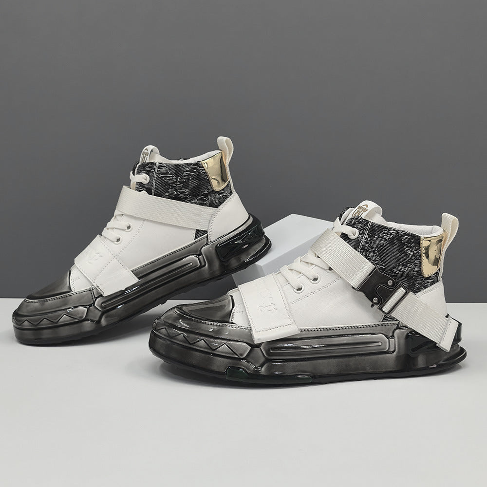 Men Fashion Patchwork High-Top Casual Sneakers-RAIIFY