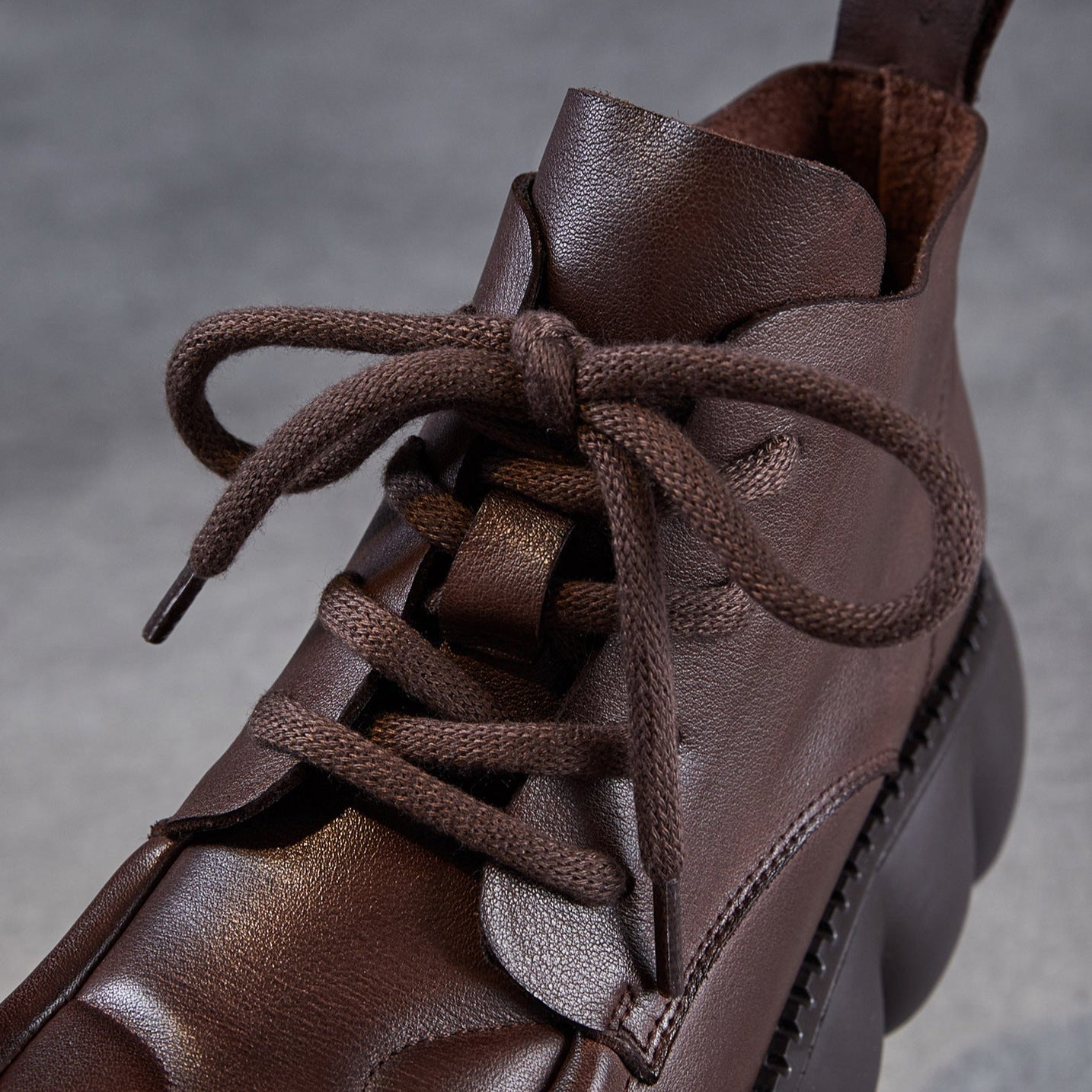 Women's Soft Leather Chunky Platform Ankle Boots-RAIIFY