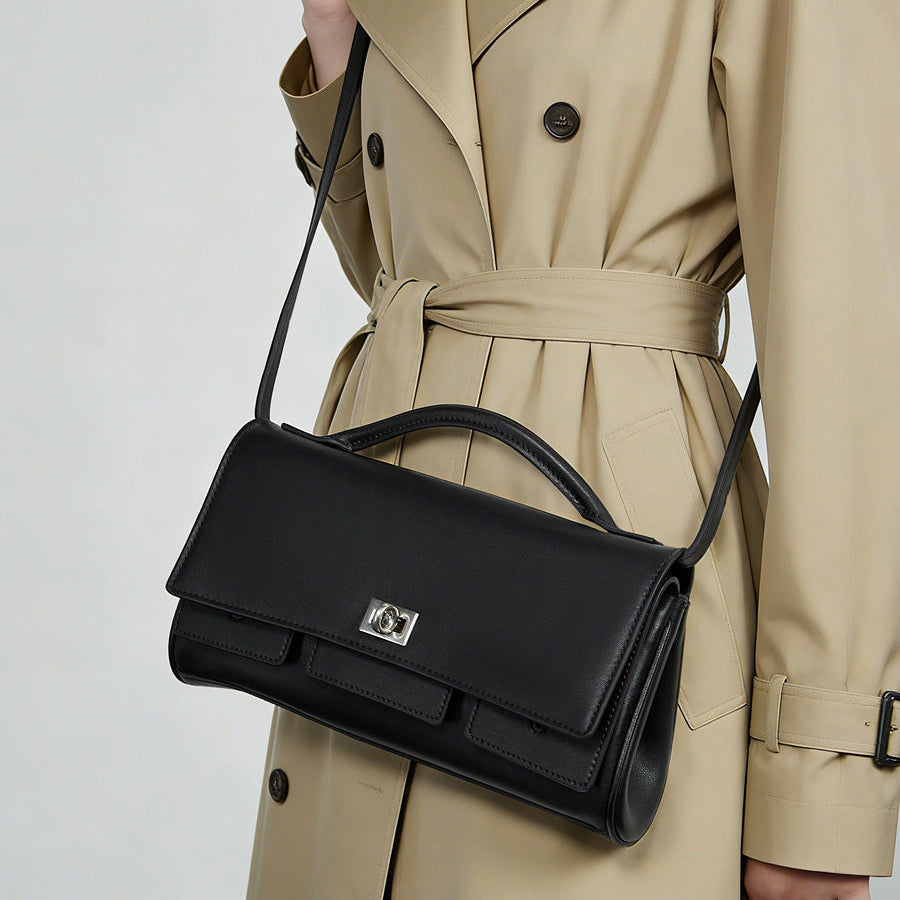 Women's Leather Small Square Handbag Shoulder Crossbody Bag-RAIIFY