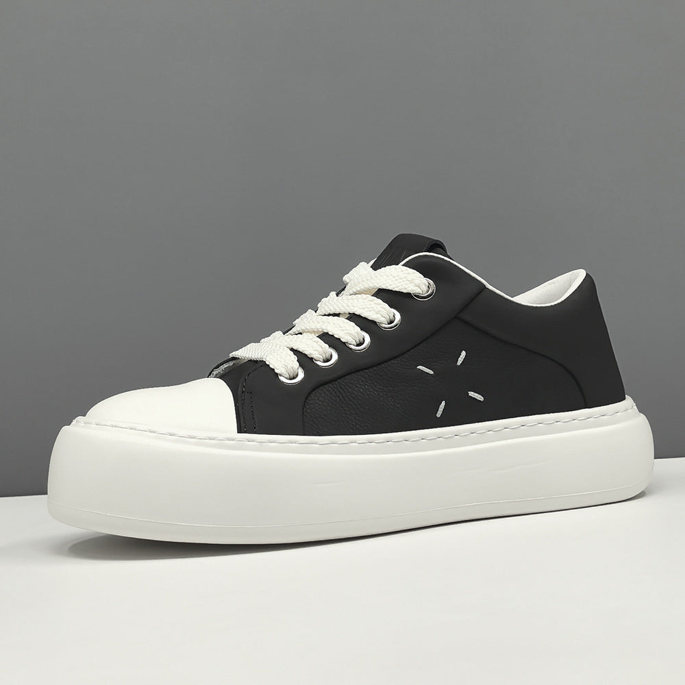 Men Minimalism Solid Leather Flat Casual Shoes-RAIIFY