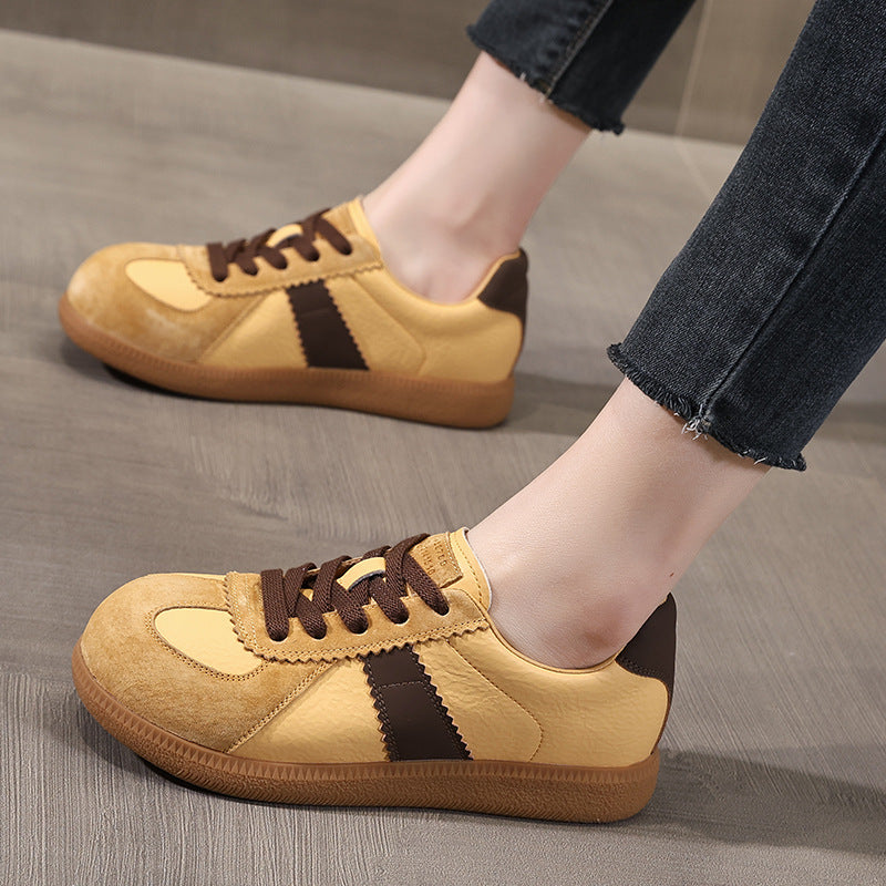 Women's Stylish Leather Low Top Casual Training Sneakers-RAIIFY