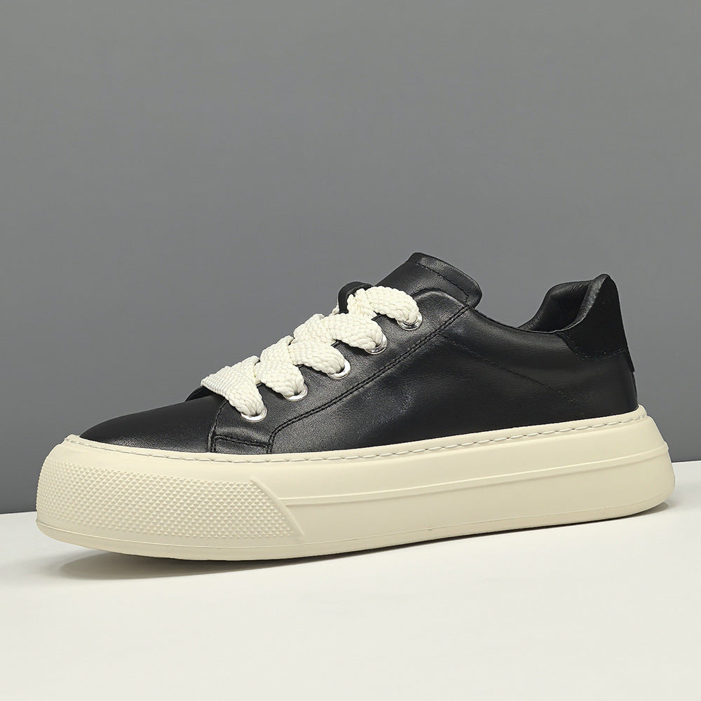 Men Comfort Leather Plain Flat Casual Shoes-RAIIFY