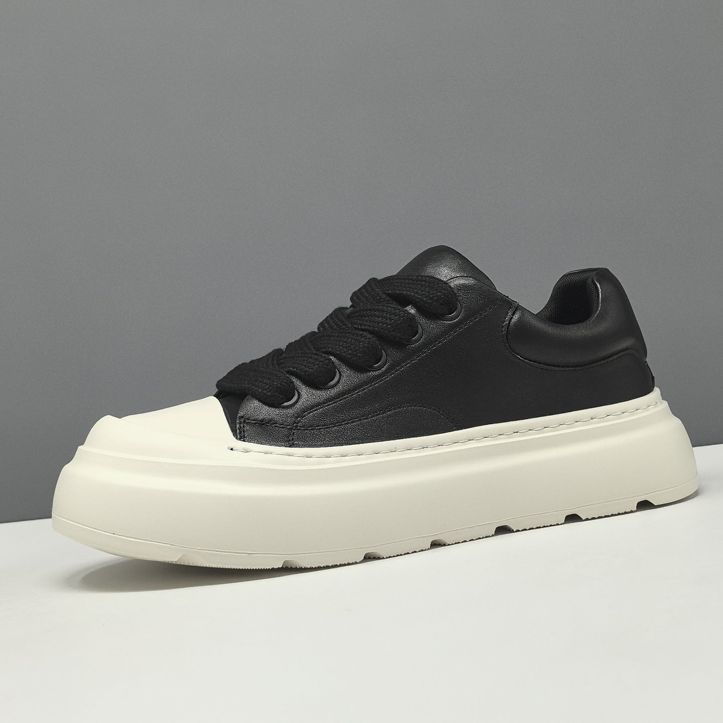 Men's Minimalist Plain leather Flat Casual Sneakers-RAIIFY