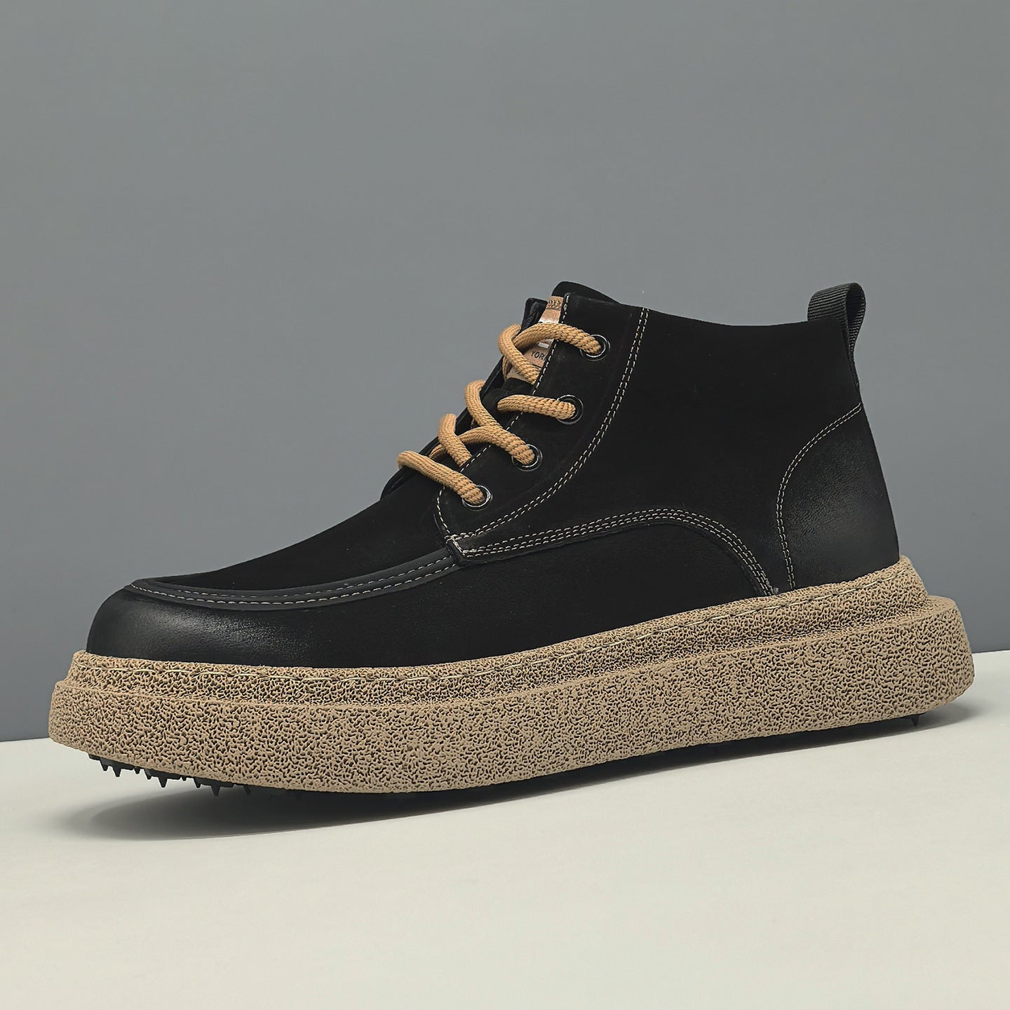 Men's Minimalist Plain Leather Flat Ankle Boots-RAIIFY