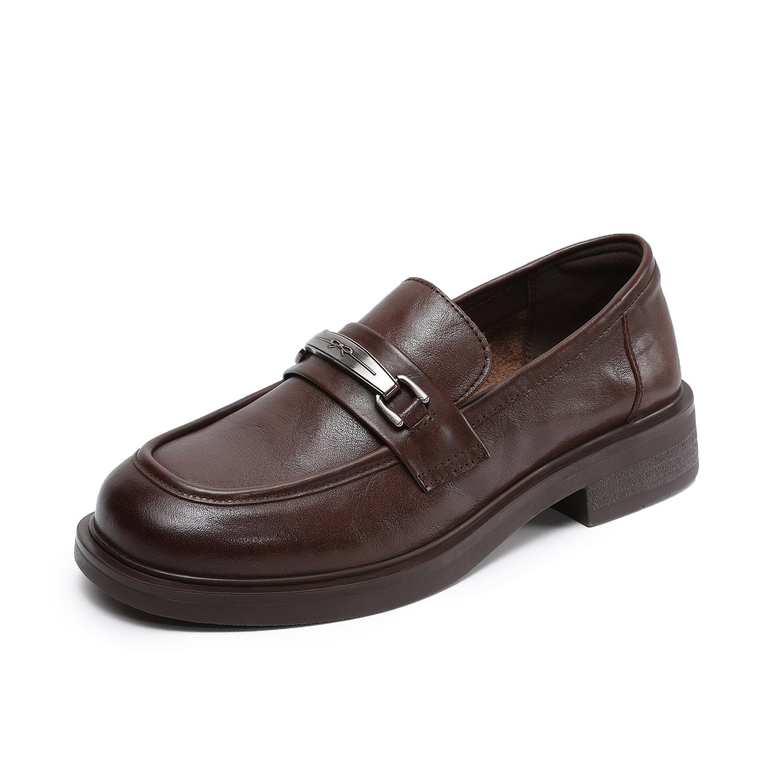 Women's Retro Leather Buckle Casual Loafers-RAIIFY