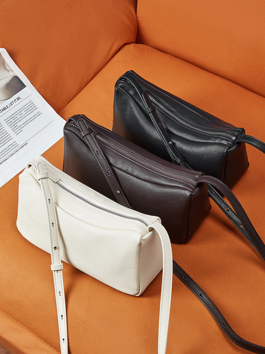 Women's Soft Plain Leather Casual Cross Body Bag-RAIIFY