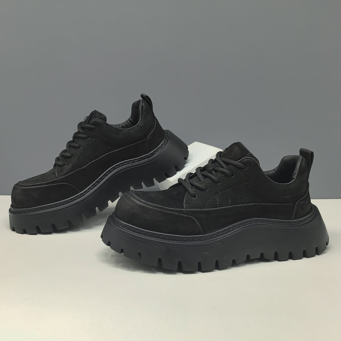 Men's Minimalist Quilted Leather Thick Soled Casual Shoes-RAIIFY