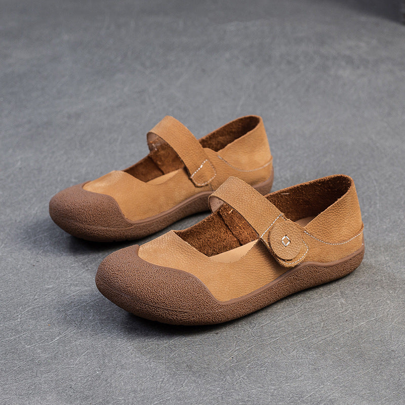 Women Minimalism Leather Soft Flat Casual Shoes-RAIIFY