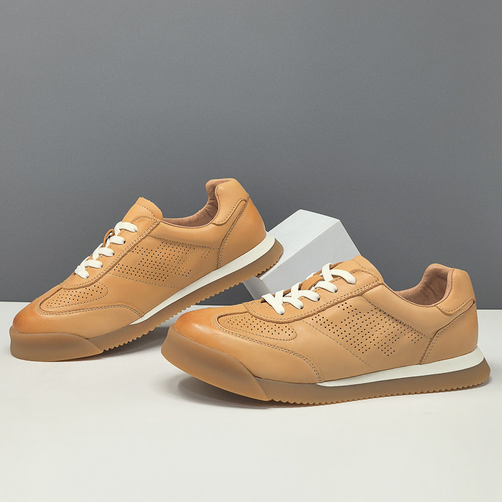 Men's Minimalism Quilted Breathable Leather Casual Shoes-RAIIFY