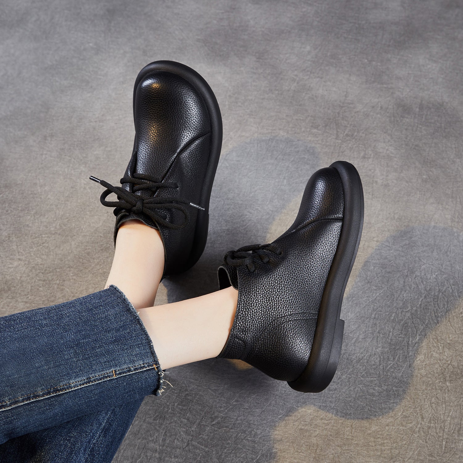 Women's Retro Soft Plain Leather Ankle Boots-RAIIFY