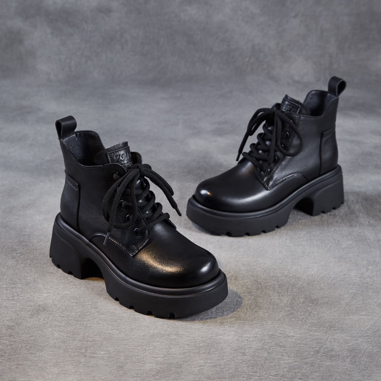 Women's Retro Leather Comfort Platform Ankle Boots-RAIIFY