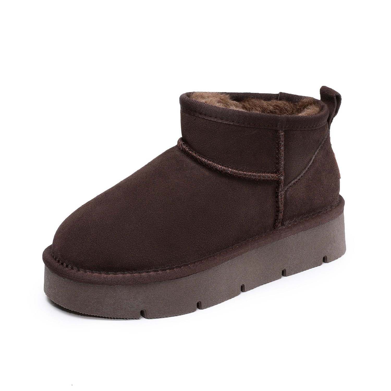 Women's Retro Plain Suede Furred Ankle Boots-RAIIFY