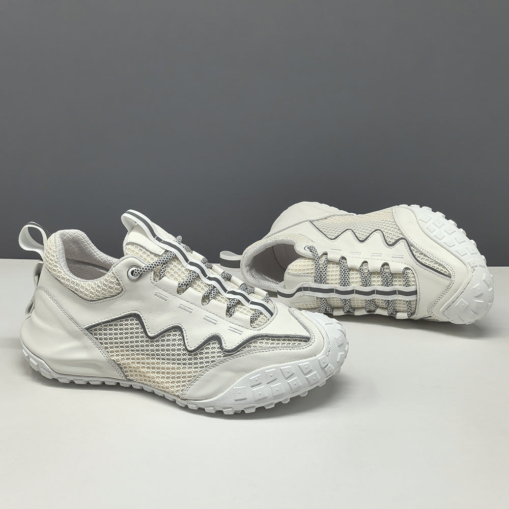Men's Fashion Breathable Mesh Leather Casual Sneakers-RAIIFY
