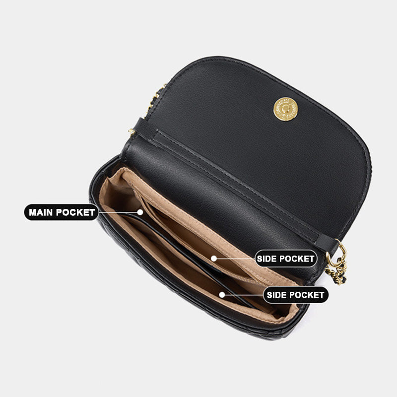 Women Stylish Casual Leather Chain Strap Shoulder Bag-RAIIFY