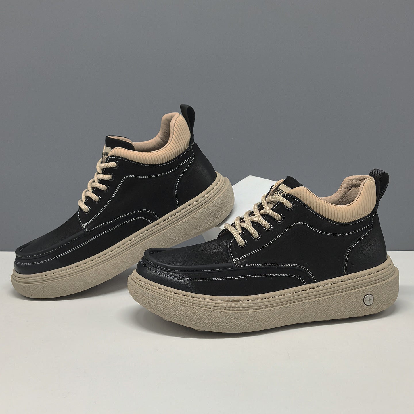 Men's Minimalist High Top Leather Casual Shoes-RAIIFY