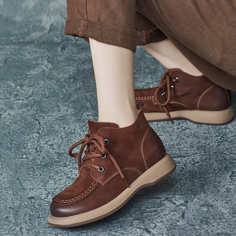 Women Retro Leather Handmade Casual Ankle Boots-RAIIFY