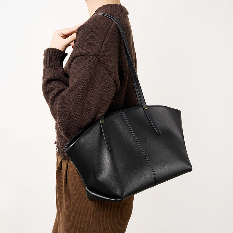 Women Casual Soft Cowhide Fashion Shoulder Tote Bag-RAIIFY