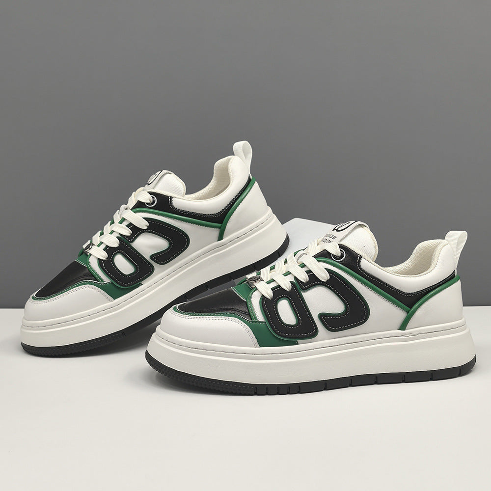 Men Fashion Patchwork Leather Flat Casual Sneakers-RAIIFY